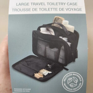 Bugatti Travel Toiletry  Case Cosmetic Bag Large 3 zippers Black